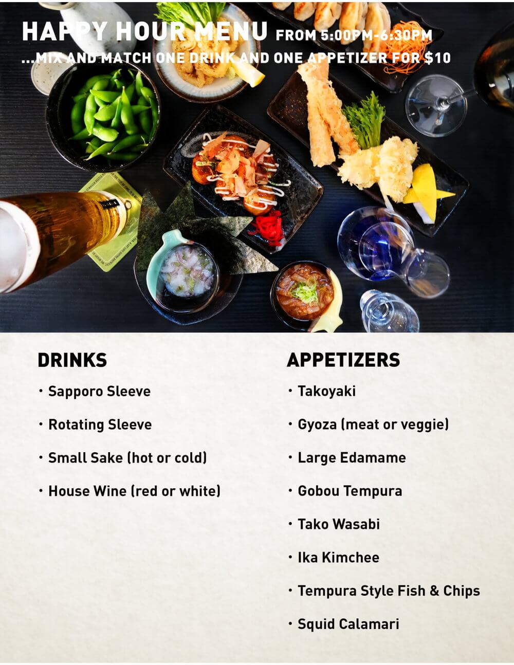 New Happy Hour Menu | Sen Zushi - Japanese Restaurant & Sushi Victoria